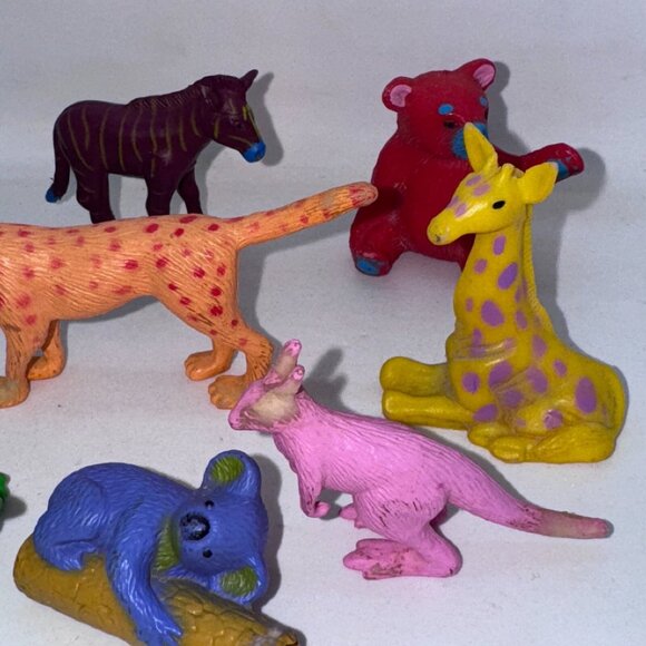 Vintage K&M Int. Animal Figure Lot Plastic Toy Panda Puma Tiger Jaguar Leopard - Picture 3 of 6